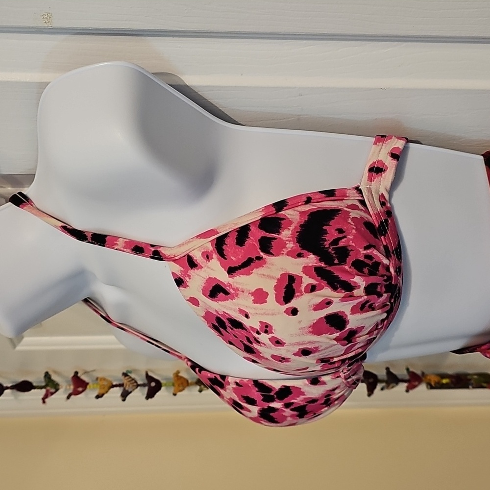VENUS Animal Print Pink and Black Bikini Top And Swim Skirt Bottom - Picture 5 of 11